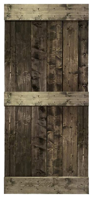 Stained Solid Pine Wood Sliding Barn Door, Espresso, 30"x84", Mid-Bar
