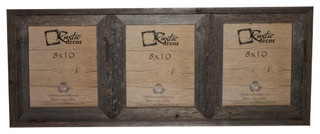 Crockett Reclaimed Rustic Barn Wood Triple Photo Frame, 8"x10"