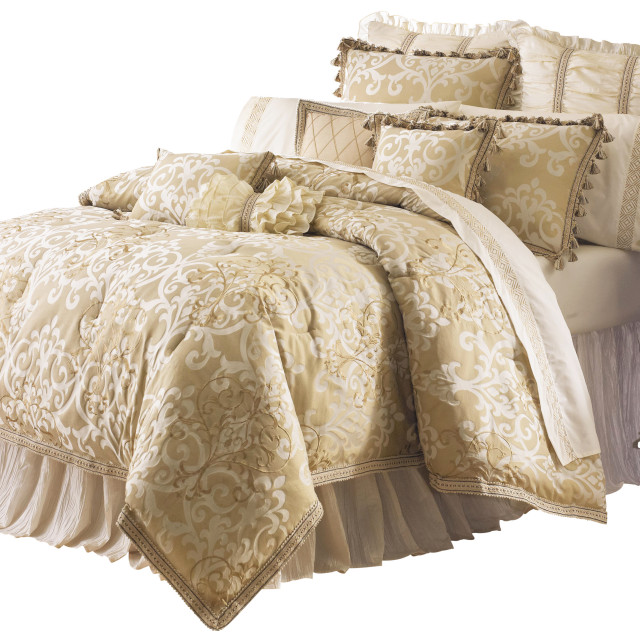 Novella 4Piece Cal. King Comforter Set, Gold Contemporary