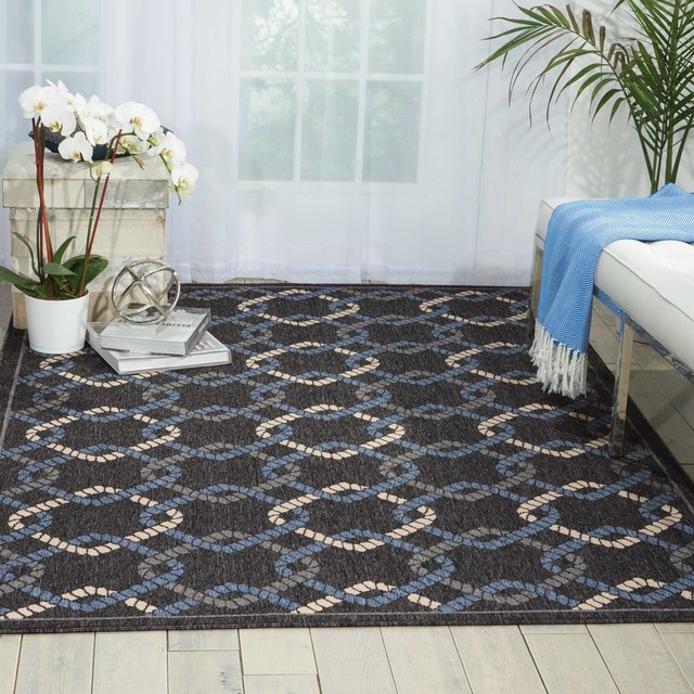 Nourison 1 9 X2 Caribbean Charcoal Indoor Outdoor Rectangle Area Nourison 1 9 X2 Caribbean Charcoal Indoor Outdoor Rectangle Area Rug Beach Style Rugs By Gwg