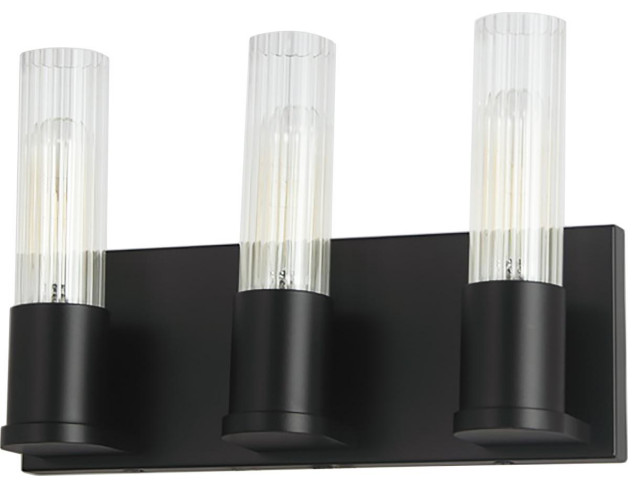 Tube 3 Light Bathroom Vanity Light, Matte Black - Transitional ...