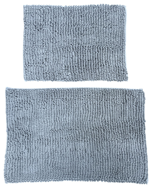 Houzz Chd Home Luxury Gray Microfiber Chenille Loop Bath Luxury Gray Microfiber Chenille Loop Bath Rugs Set Of 2 Contemporary Mats