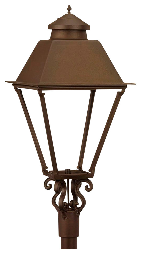 The Coachman Outdoor Lighting, Noble Bronze, Post Mount, Triple Electric Led