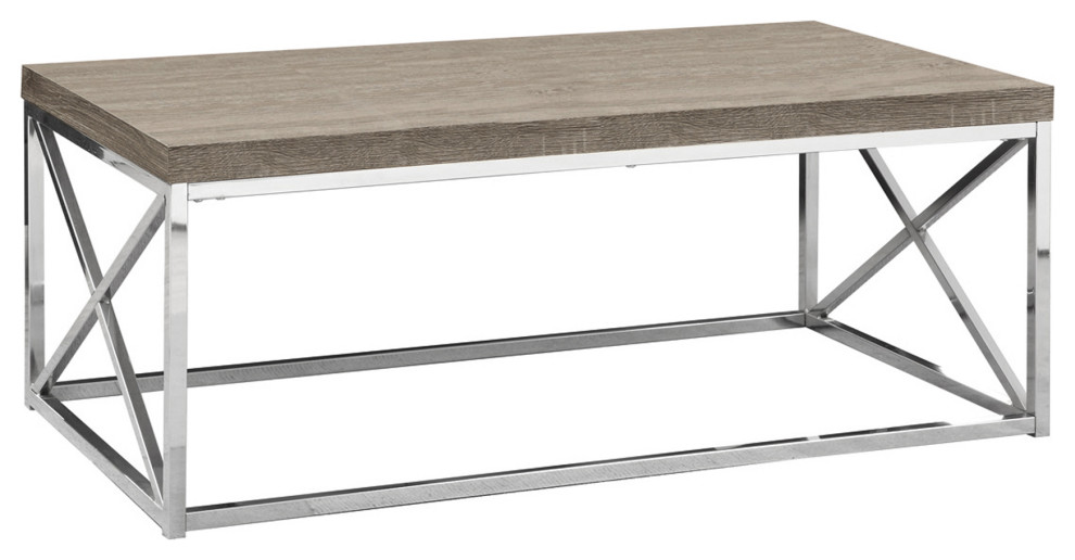HomeRoots X Trestle Dark Taupe and Chrome Coffee Table