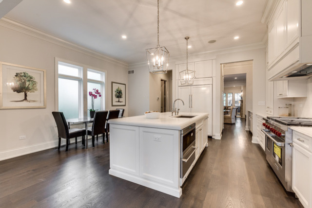 Example of a transitional kitchen design in Chicago