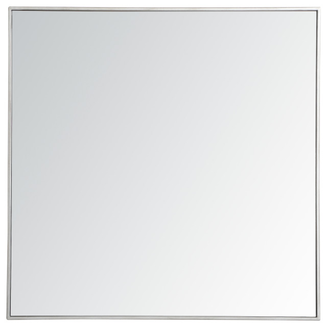 Metal Frame Square Mirror 36 Inch In Silver