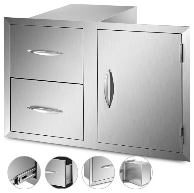 Outdoor Kitchen Door Drawer Combo Double Drawers with Propane Drawer