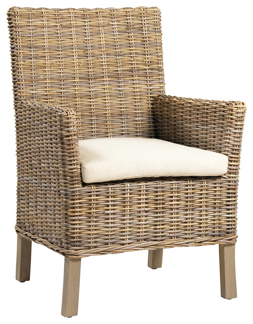 Gray Rattan Chair WCushion Tropical Dining Chairs by Design Mix