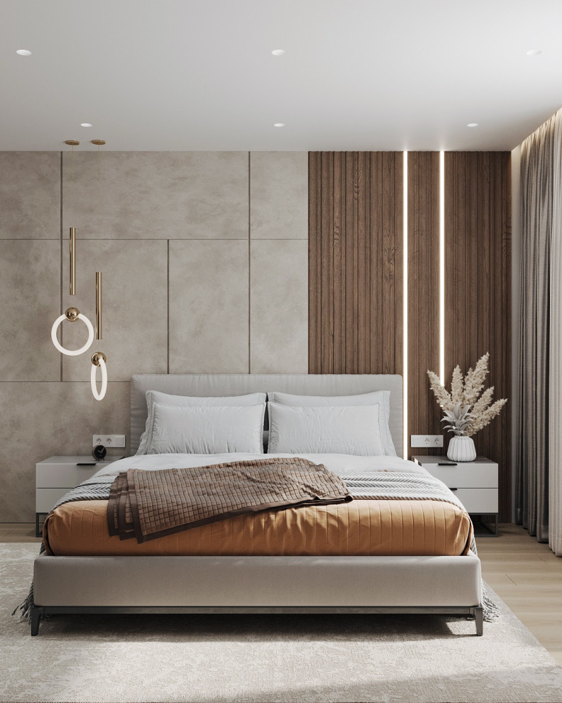 спальная с выделенной гардеробной из проекта двухкомнатной квартиры