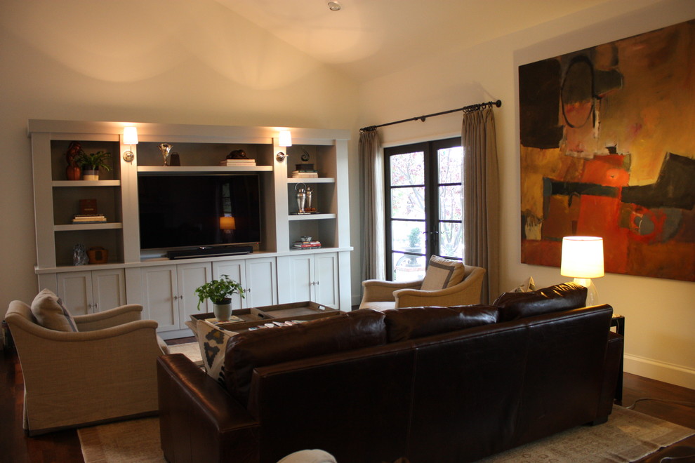 Design ideas for a transitional home theatre in Orange County.