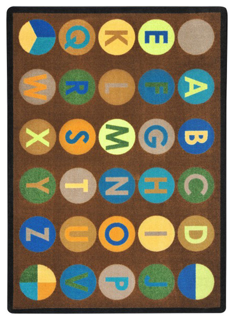 7'8 x 10'9 Earthtone Joy Carpets Kid Essentials Early Childhood Oval Lots of Dots Rug