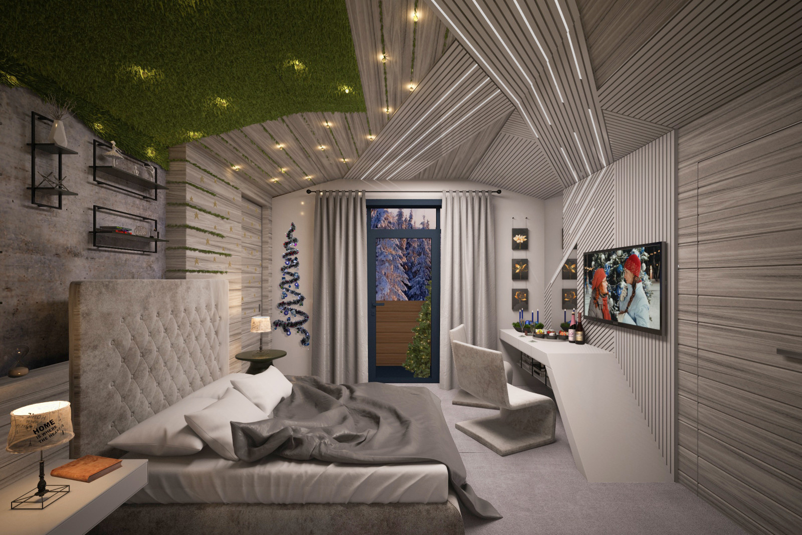 Комната дочери в доме с печью