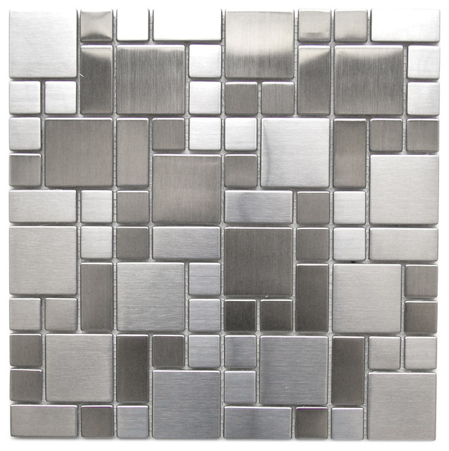 11 8 X11 Modern Cobble Pattern Stainless Steel Mosaic Tile 11 8 X11 Modern Cobble Pattern Stainless Steel Mosaic Tile Single Sheet