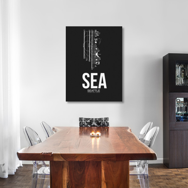 "SEA Seattle Airport Black" Fine Art Print, 36" x 48" - Modern - Prints ...