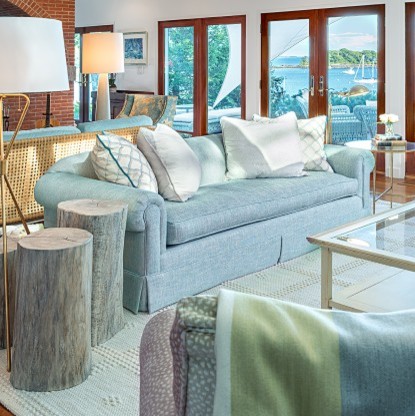 Design ideas for a contemporary family room in Portland Maine.