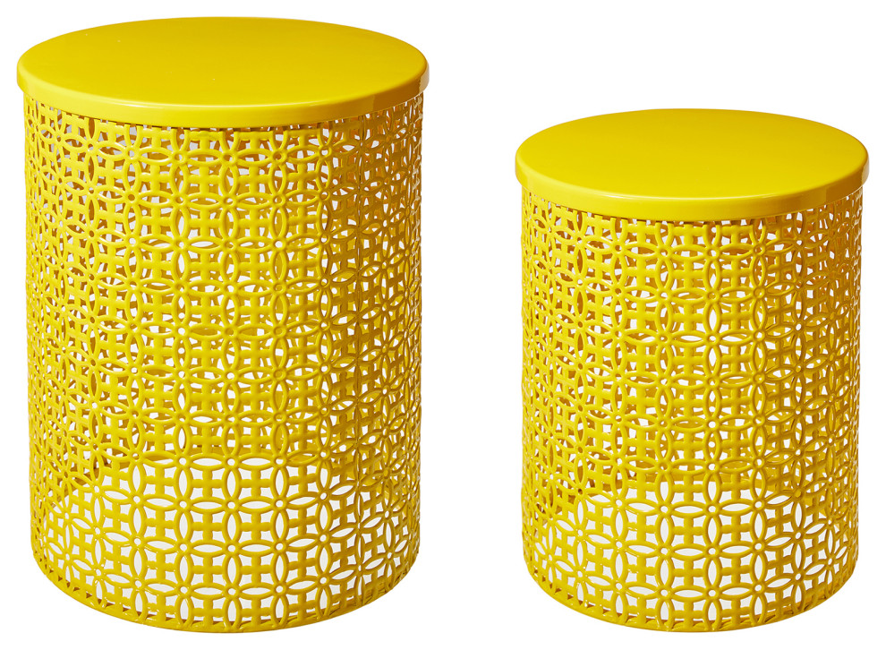 MultiFunctional Metal Garden Stool, 2Piece Set Contemporary