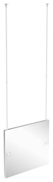 Frameless Rectangular Landscape Ceiling Hung Mirror Beveled Edge Matte White