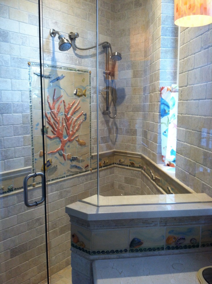 Large beach style bathroom in Tampa.
