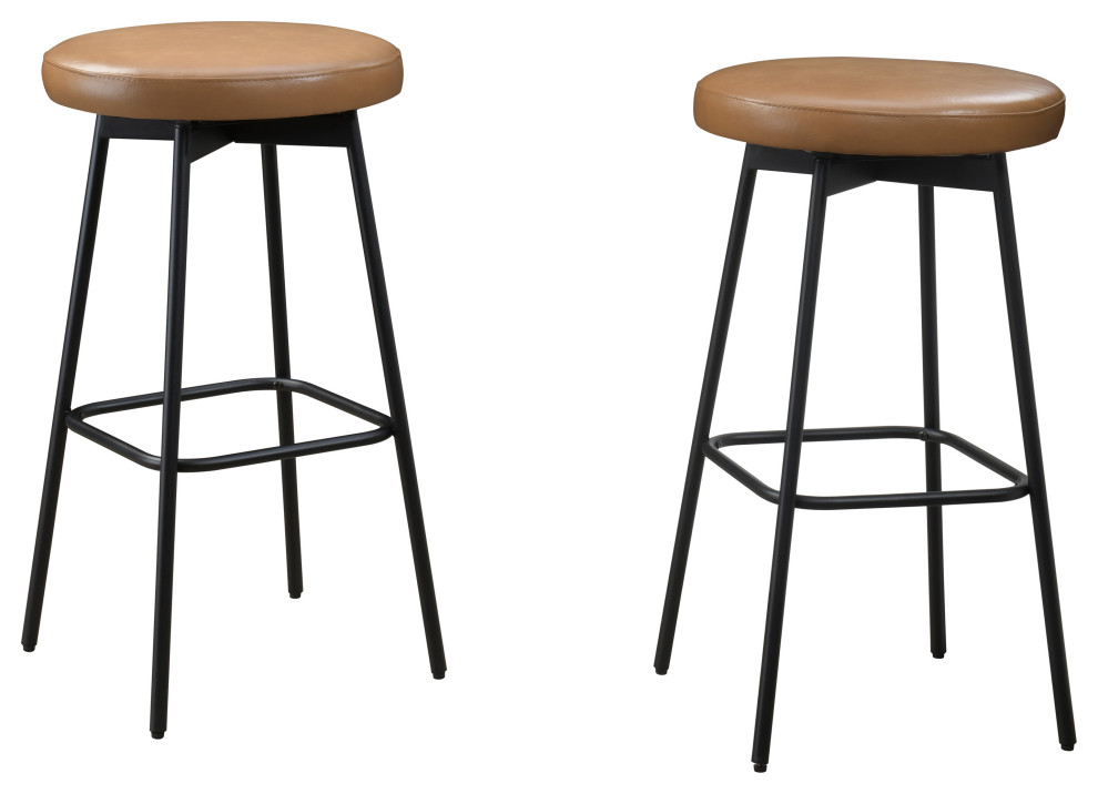 Doheny Upholstered Seat Swivel Stools, Set of 2 Midcentury Bar Stools And Counter Stools