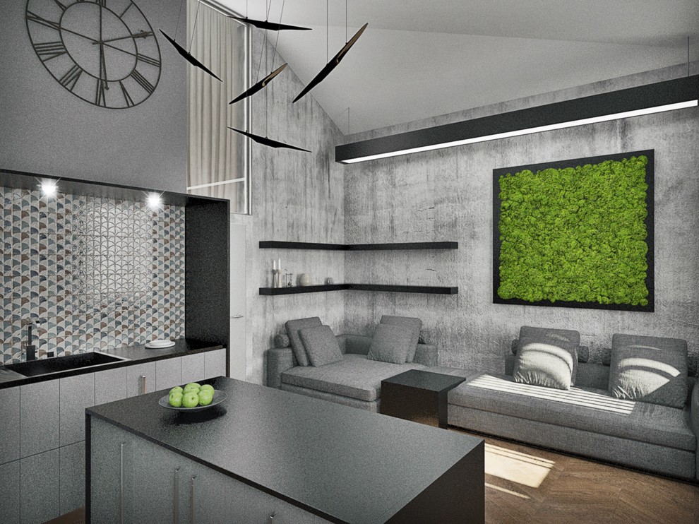 Кухня-гостиная в лофте