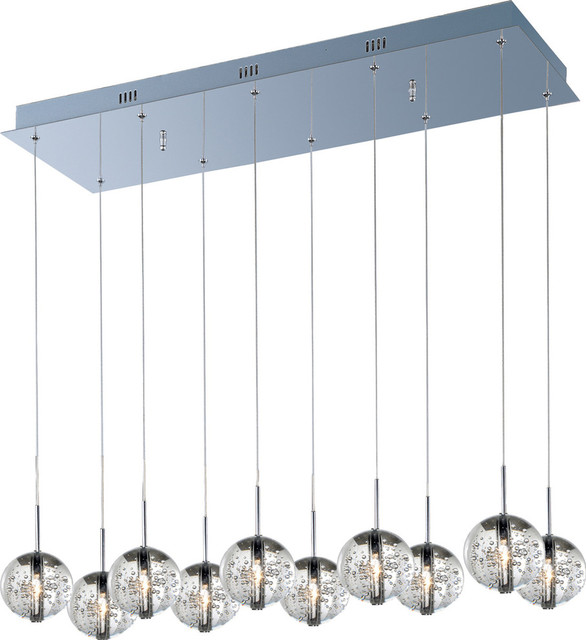 Pendant 10Light With Polished Chrome Tones Finished G4 Bulbs 11" 200W