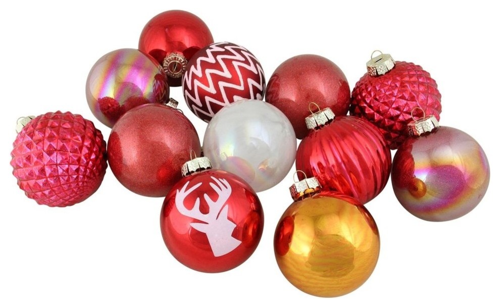 12 Piece Multicolored Multitextured Decorated Ornament Set 3 Contemporary Christmas Ornaments By Northlight Seasonal