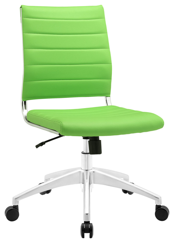 Modern Contemporary Office Chair, Green Faux Leather Contemporary Office Chairs by House
