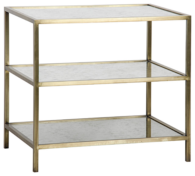 3 Tier Side Table Antique Brass Metal And Mirror 3 Tier Side Table Antique Brass Metal