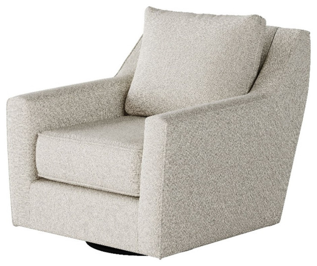 Southern Home Furnishings Basic Wool Swivel Glider Accent Chair in Off White Transitional
