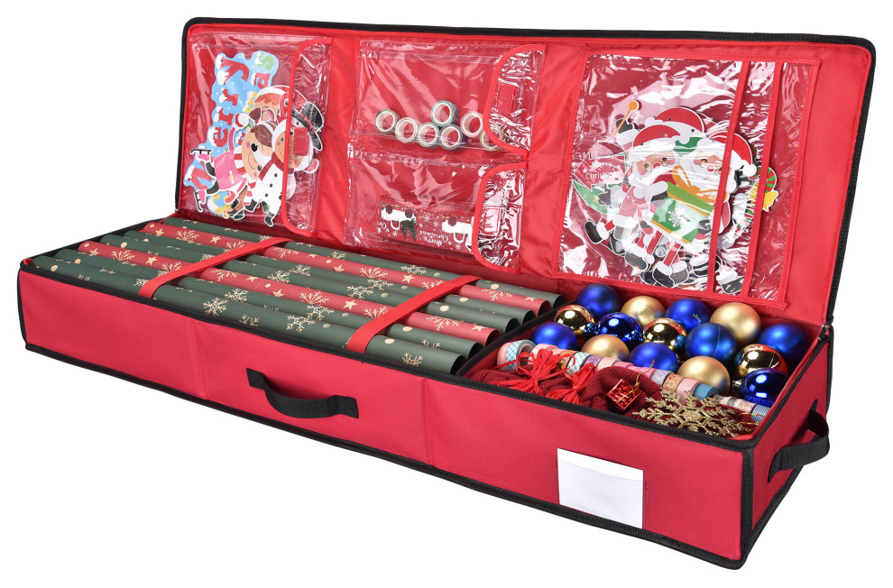 Christmas Wrapping Paper Storage Box Divider Xmas Decor Organizer