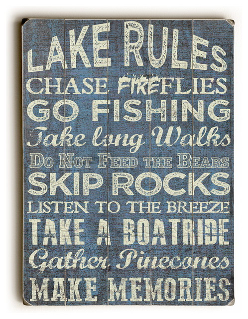 Lake Rules Wall Decor By Artlicensing Contemporary Novelty