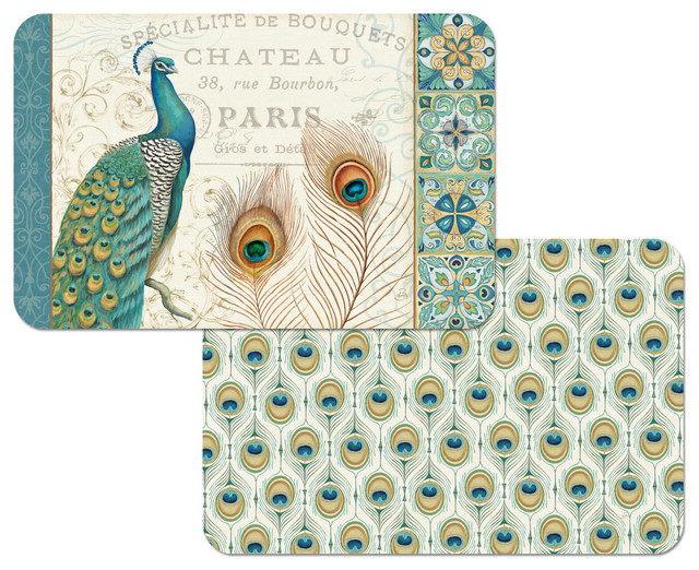 Conimar Corp Majestic Beauty Peacock Vinyl Plastic Placemats