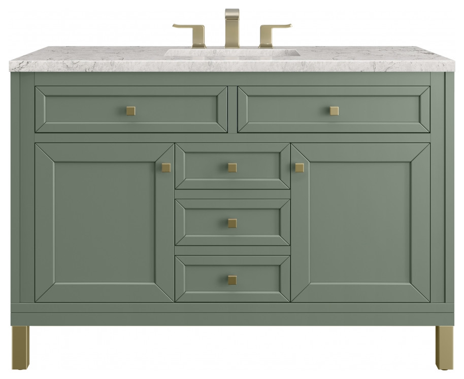 48 Inch Modern Farmhouse Green Single Sink Bathroom Vanity Quartz ...