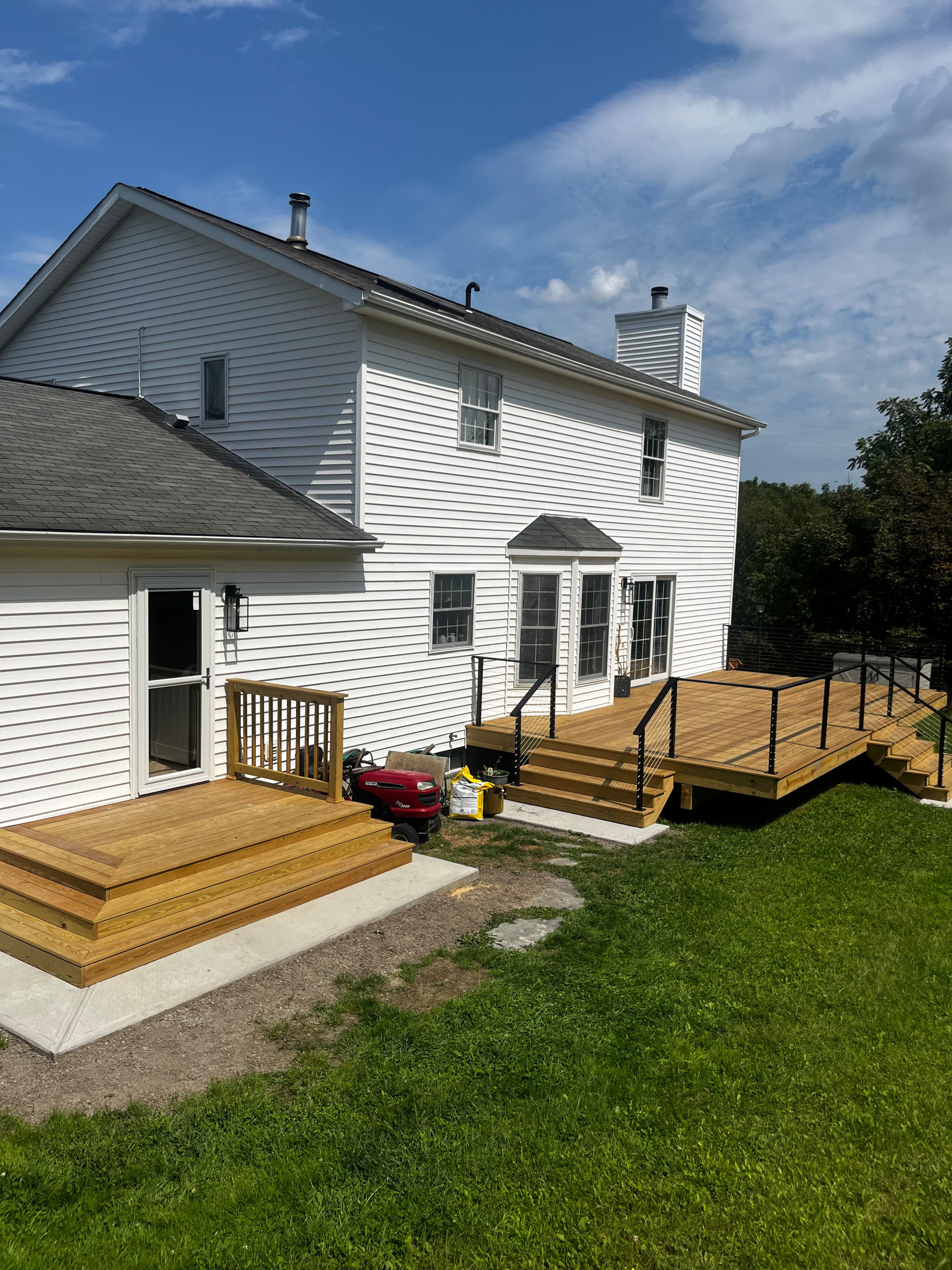 Pressure Treated Wood  Deck with Cable Rail System