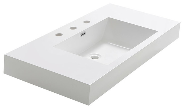 Mezzo 40 Integrated Sink Countertop White Contemporary