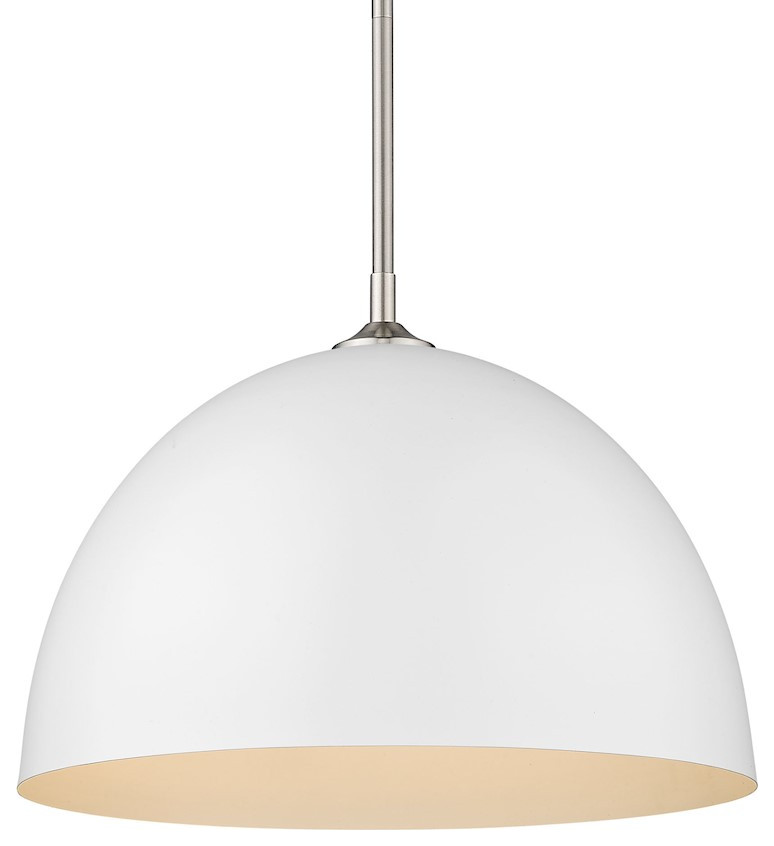Golden Lighting Zoey 1Light Large Pendant, Pewter/White Shade, 6956