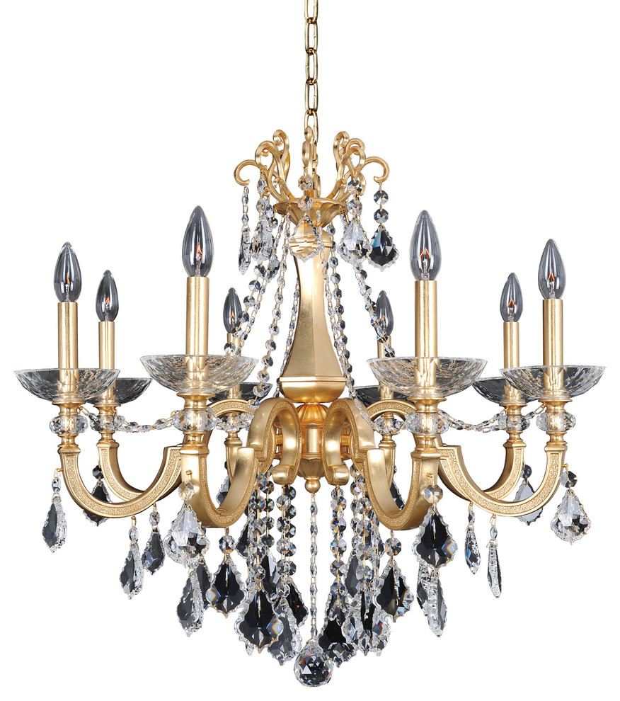 Barret French 24K Gold Eight-Light Chandelier with Firenze Clear Crystal