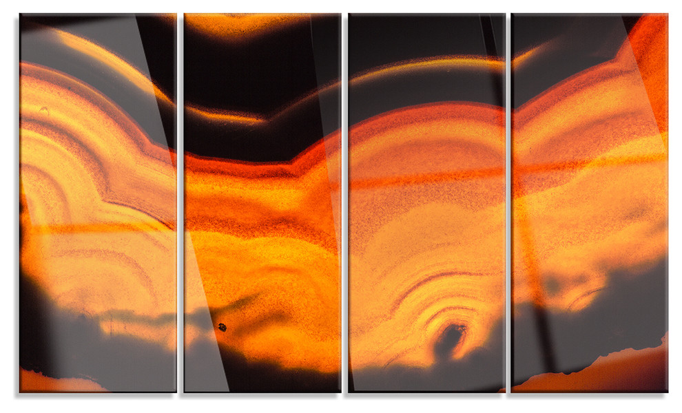 "Agate Macro Orange" Metal Wall Art, 48"x28" Contemporary Metal