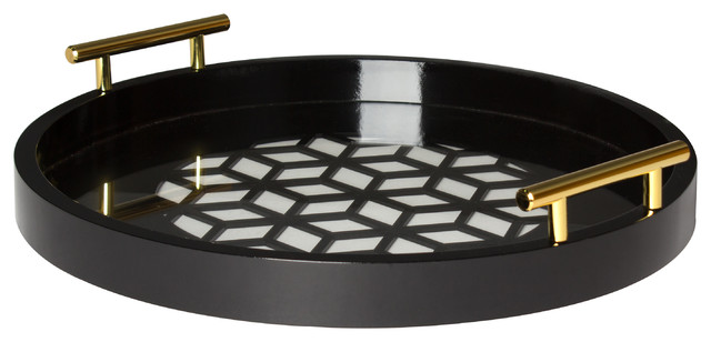 black decorative tray