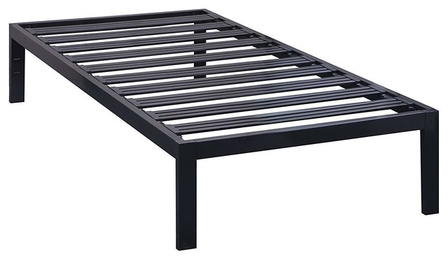 Twin Size Sturdy Black Metal Platform Bed Frame With Wide Steel Slats Transitional Platform Beds By Hilton Furnitures Houzz