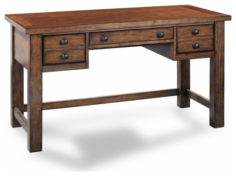 Traditional Desk, Hardwood Construction With Multiple Drawers, Warm