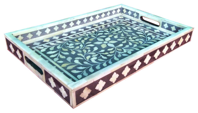 Ideal Ottoman Tray 10X6 Multipurpose Bone Inlay Serving Tray or Simply Use as a Decorative Tray Handicrafts Home Verdigris Trays