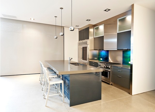 Inspiration for a contemporary galley kitchen in Calgary.