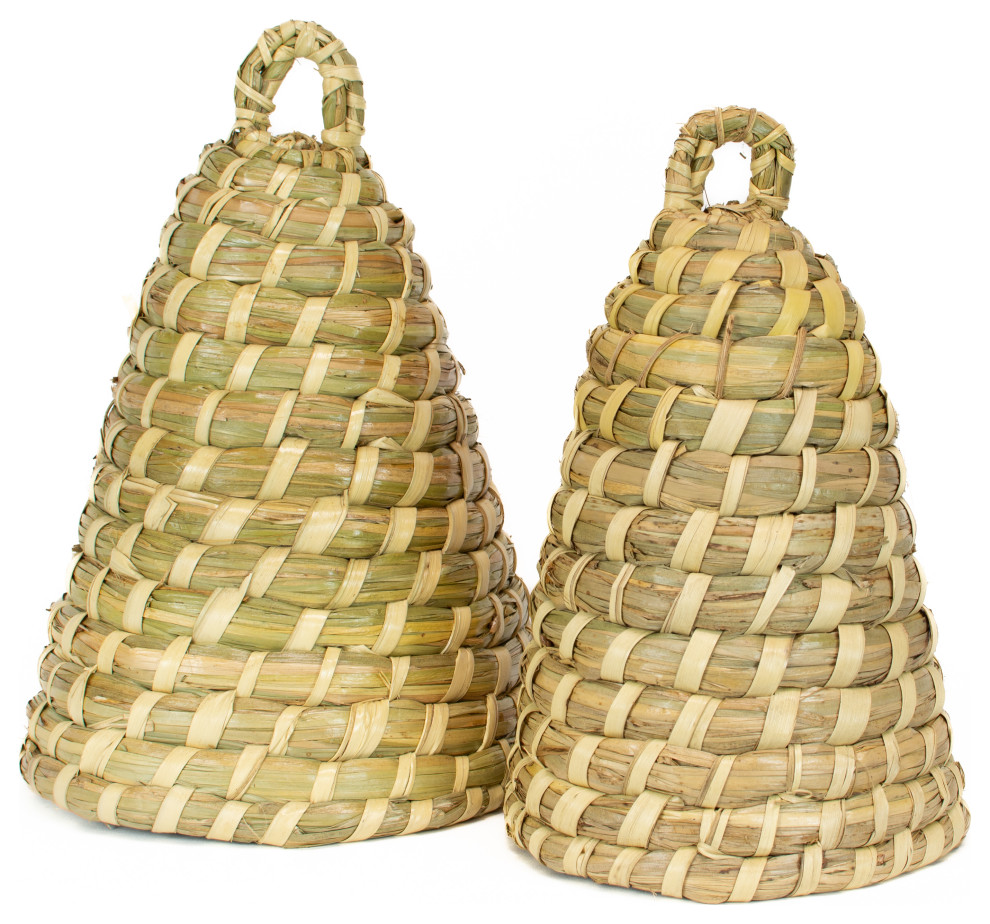 Seagrass Bee Hive Basket, 2 Piece Set - Traditional - Baskets - by