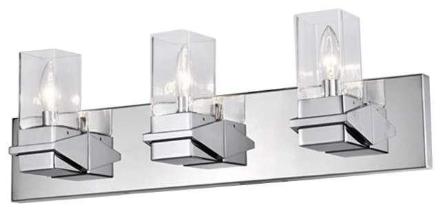 Veronica Contemporary 3 Light Polished Chrome Clear Metal Vanity