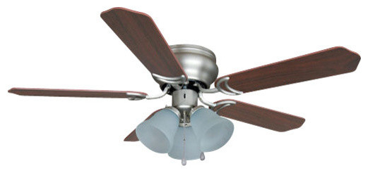 Satin Nickel 42 Hugger Ceiling Fan With Light Kit