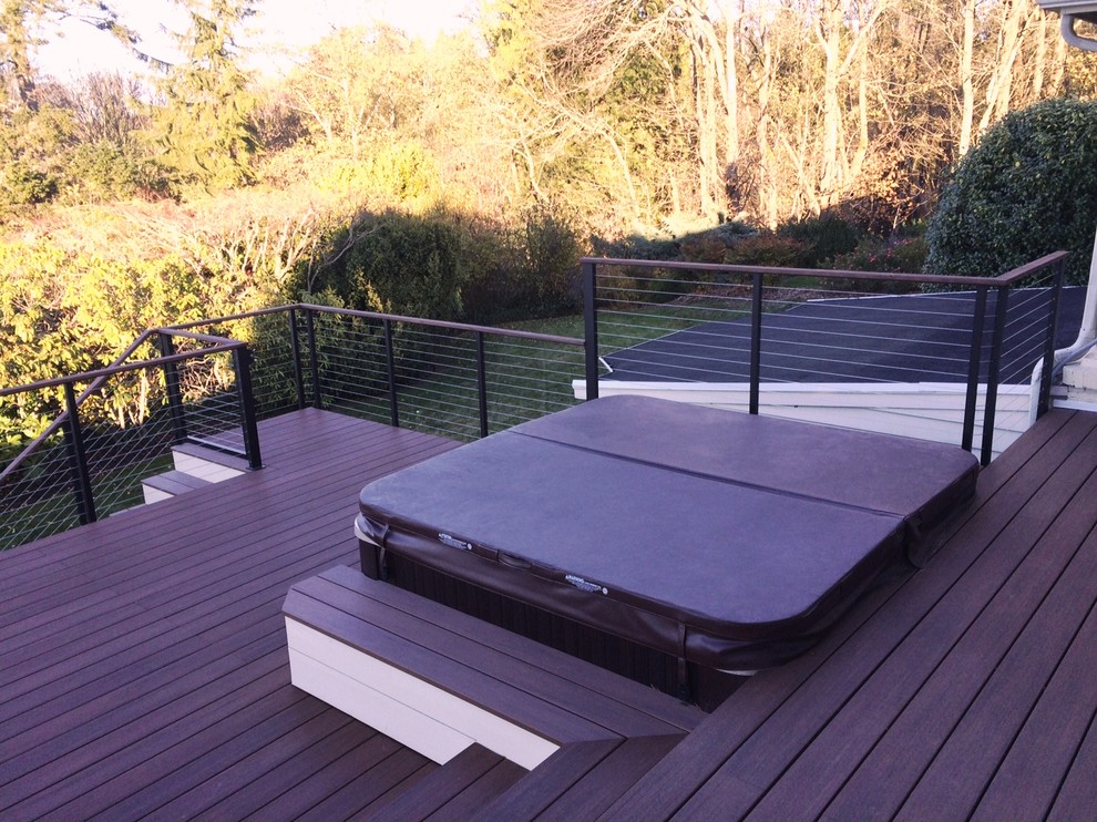 Transitional backyard balcony deck photo in Seattle
