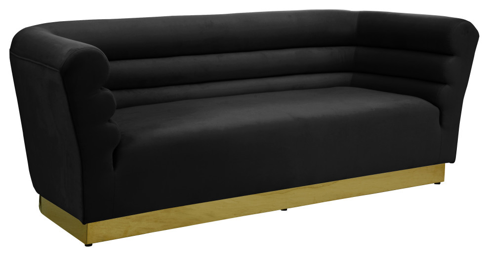 Bellini Velvet Upholstered Sofa, Black