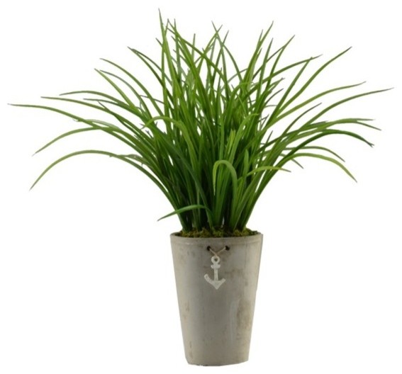 23" Grass in Nautical Ceramic Pot 2049 Beach Style Artificial