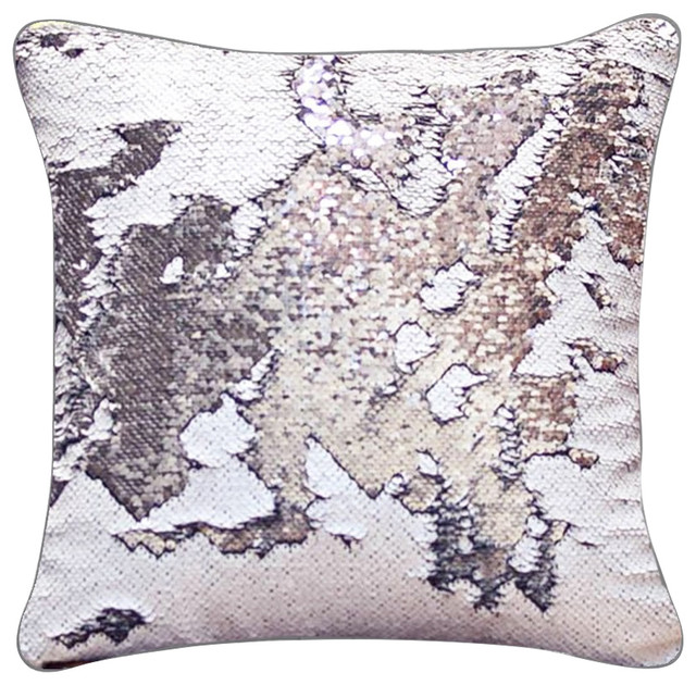 Rice White Silver Sequin Mermaid Pillow Contemporary Rice White Silver Sequin Mermaid Pillow Matte 15